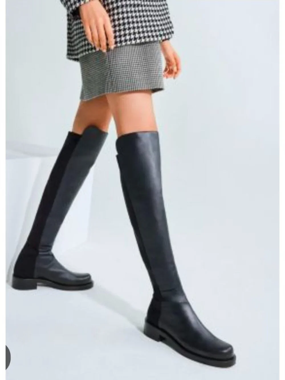Stuart Weitzman 5050 Over The Knee Boots Black Leather Stretch Back Size 8 M